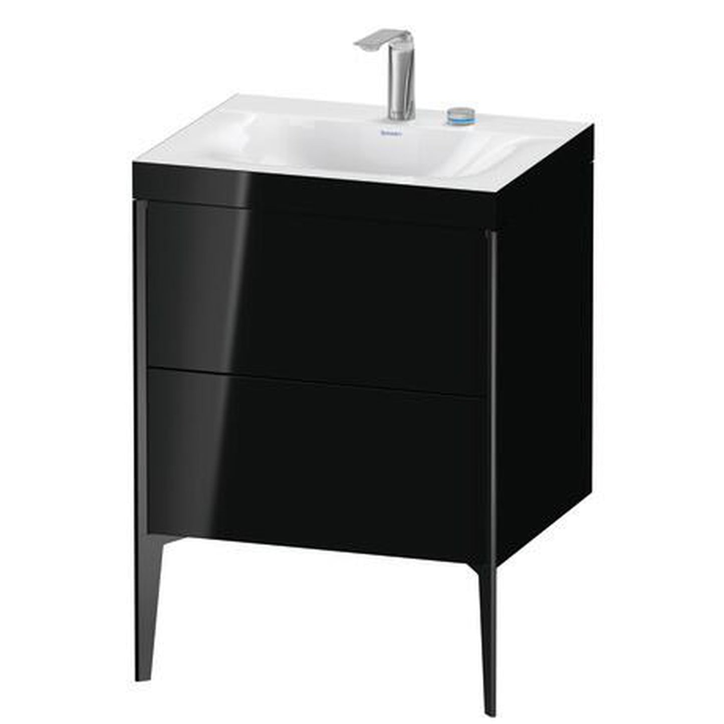 Duravit XViu 24" x 24" x 19" Two Drawer C-Bonded Floorstanding Vanity Kit With Two Tap Holes, Black (XV4709EB240C)
