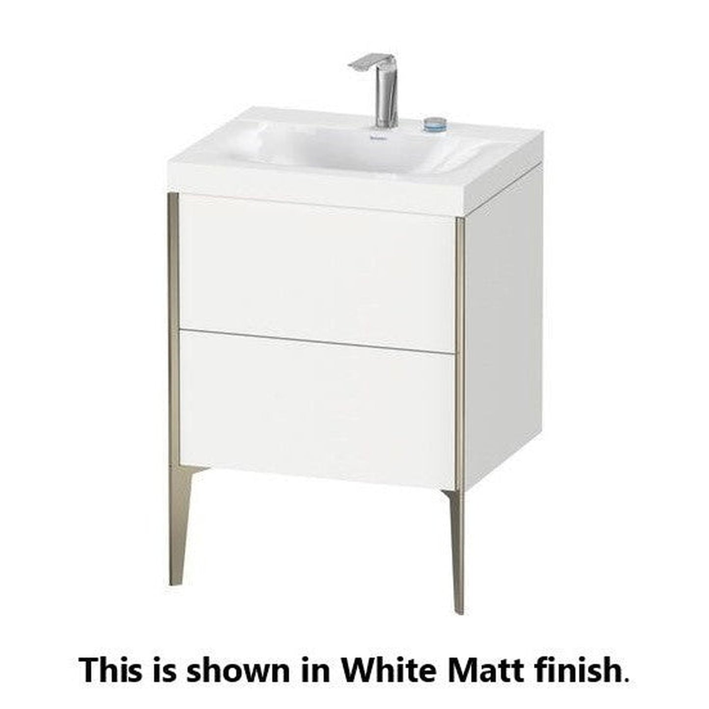 Duravit XViu 24" x 24" x 19" Two Drawer C-Bonded Floorstanding Vanity Kit With Two Tap Holes, Cashmere Oak (XV4709EB111C)