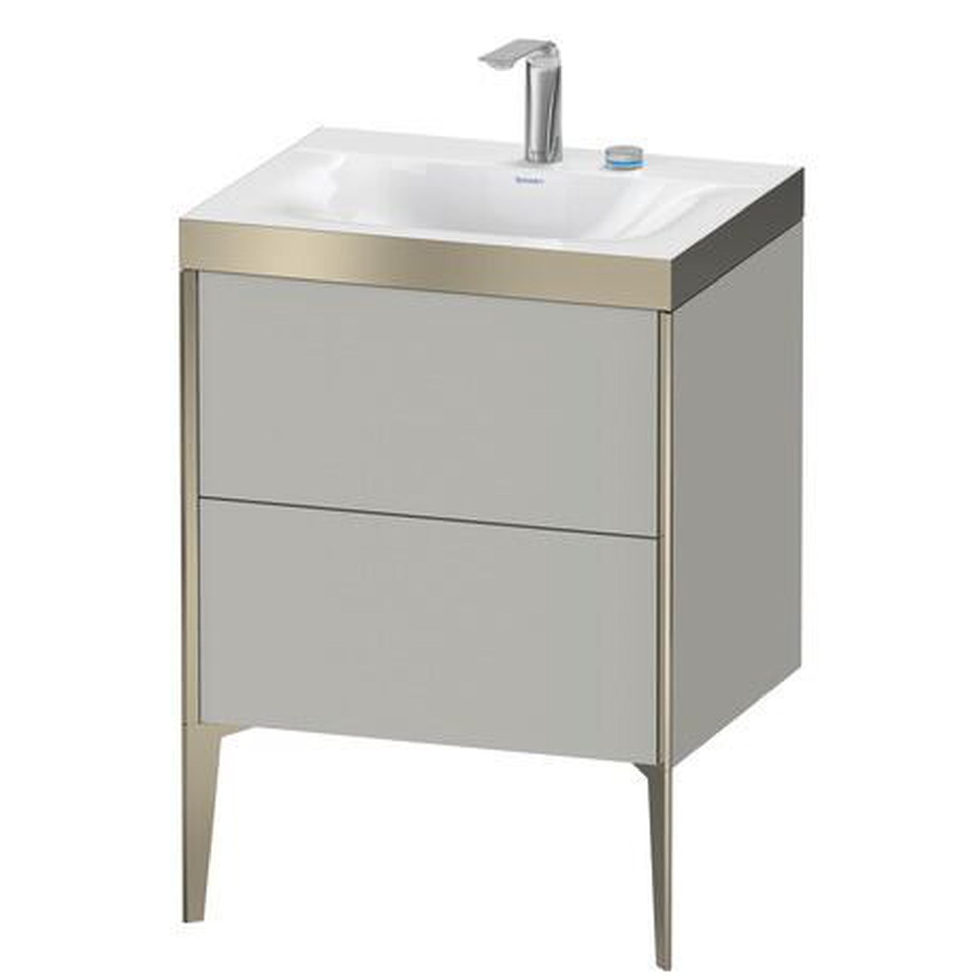 Duravit XViu 24" x 24" x 19" Two Drawer C-Bonded Floorstanding Vanity Kit With Two Tap Holes, Concrete Gray (XV4709EB107P)