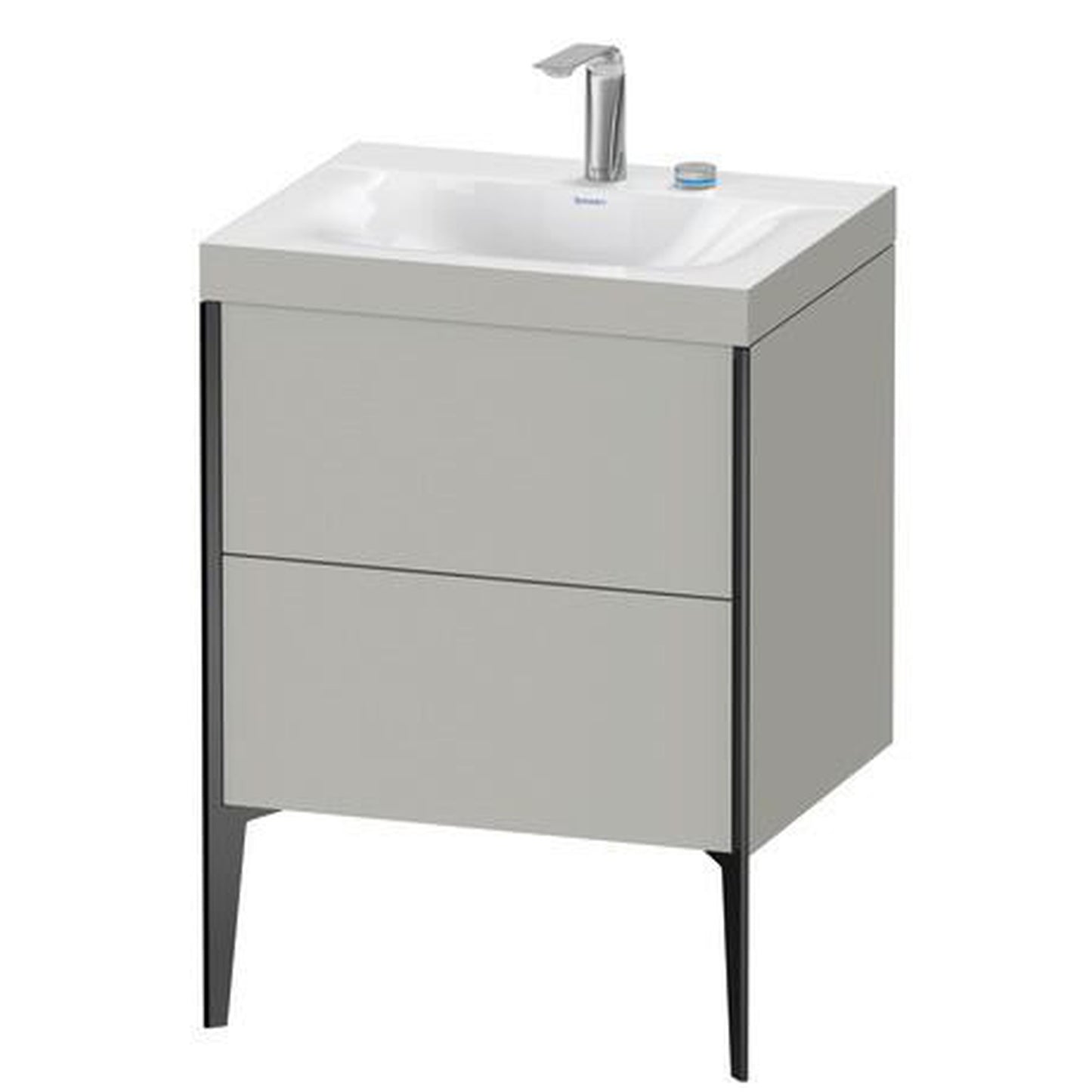 Duravit XViu 24" x 24" x 19" Two Drawer C-Bonded Floorstanding Vanity Kit With Two Tap Holes, Concrete Gray (XV4709EB207C)