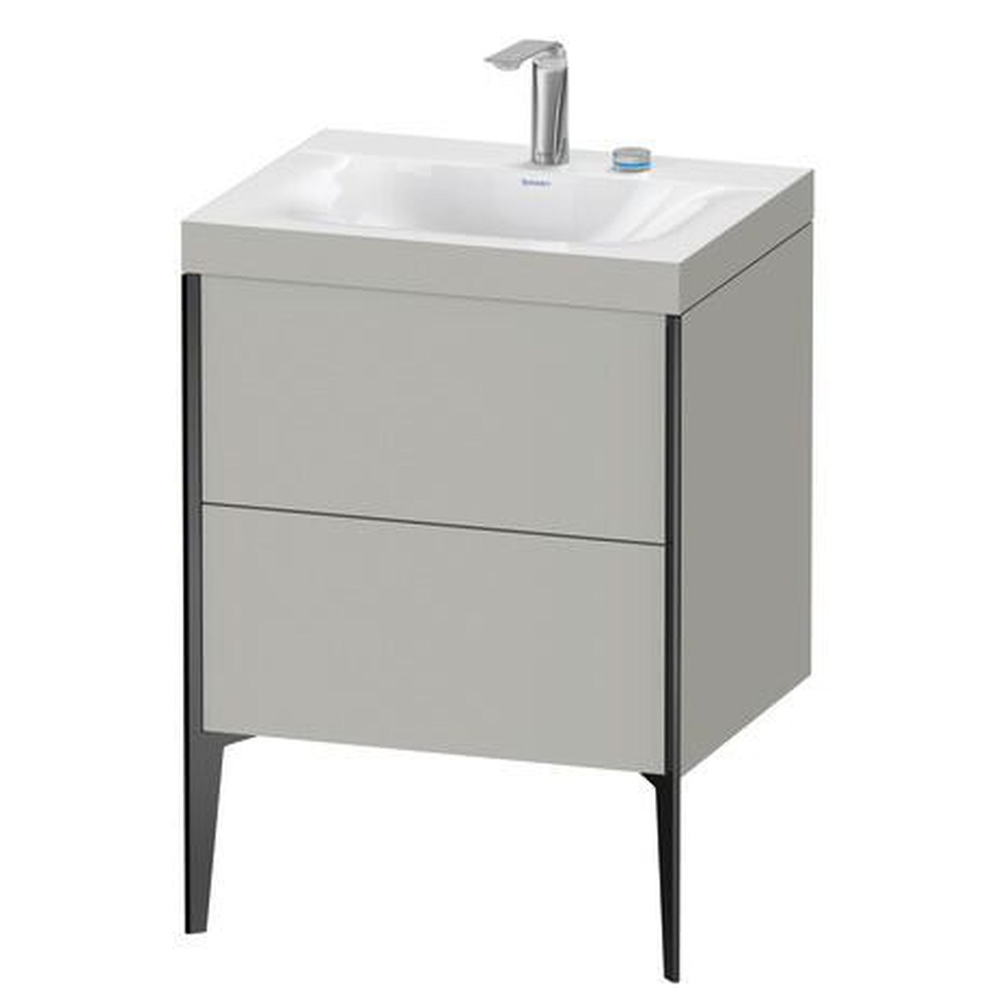 Duravit XViu 24" x 24" x 19" Two Drawer C-Bonded Floorstanding Vanity Kit With Two Tap Holes, Concrete Gray (XV4709EB207C)