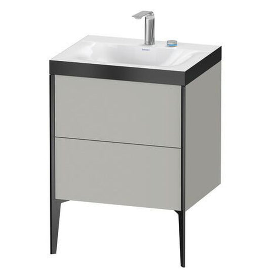 Duravit XViu 24" x 24" x 19" Two Drawer C-Bonded Floorstanding Vanity Kit With Two Tap Holes, Concrete Gray (XV4709EB207P)