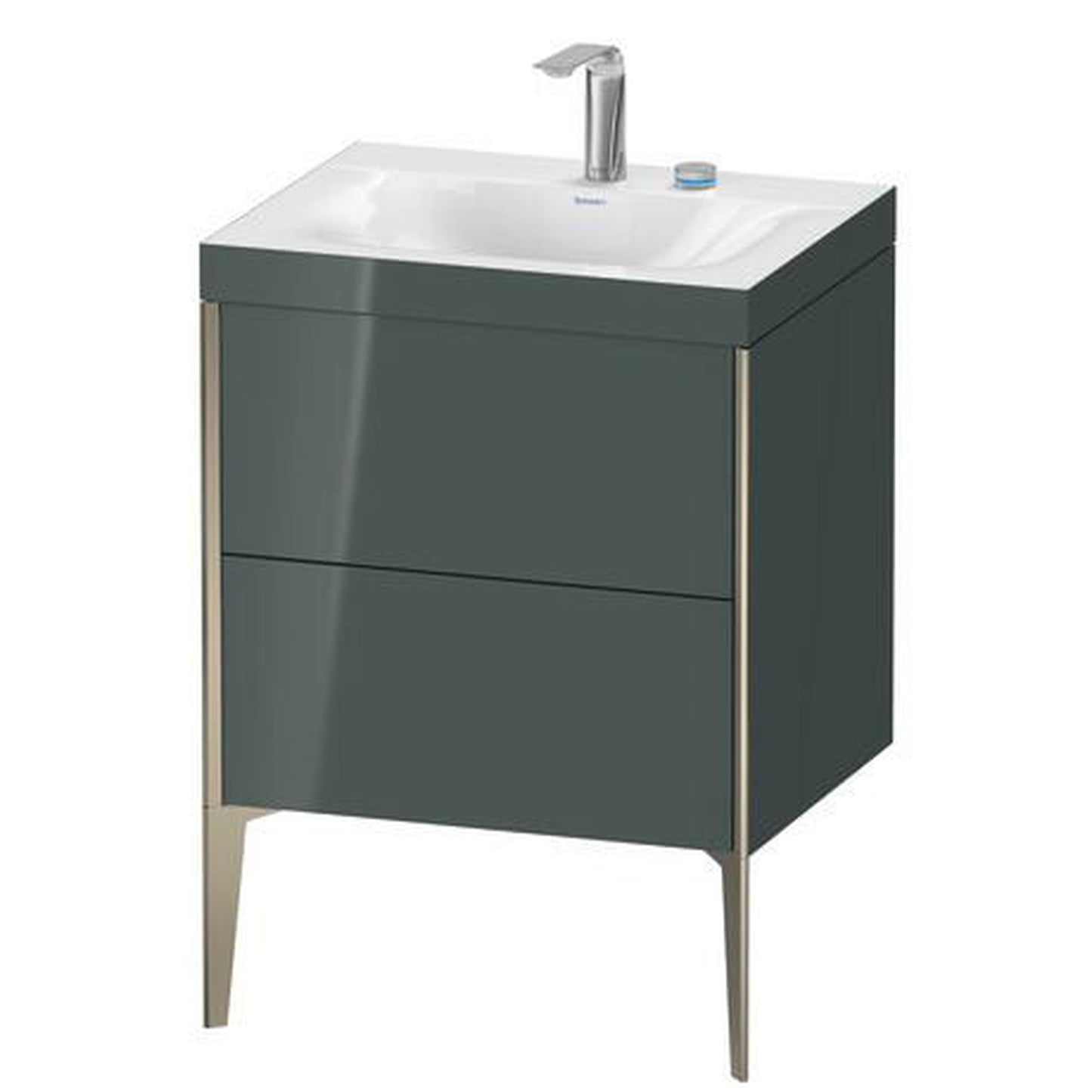 Duravit XViu 24" x 24" x 19" Two Drawer C-Bonded Floorstanding Vanity Kit With Two Tap Holes, Dolomite Gray (XV4709EB138C)