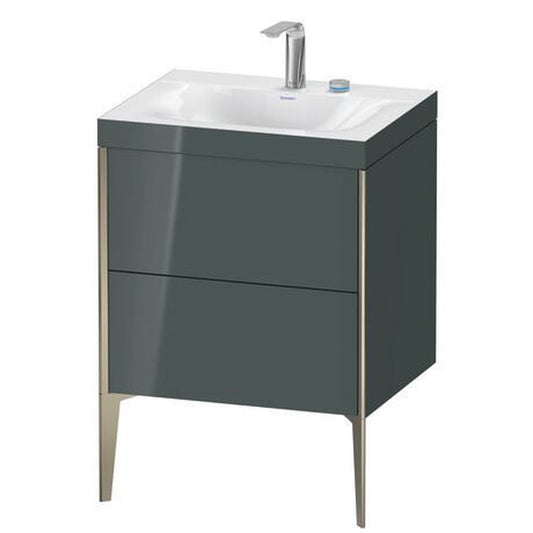 Duravit XViu 24" x 24" x 19" Two Drawer C-Bonded Floorstanding Vanity Kit With Two Tap Holes, Dolomite Gray (XV4709EB138C)