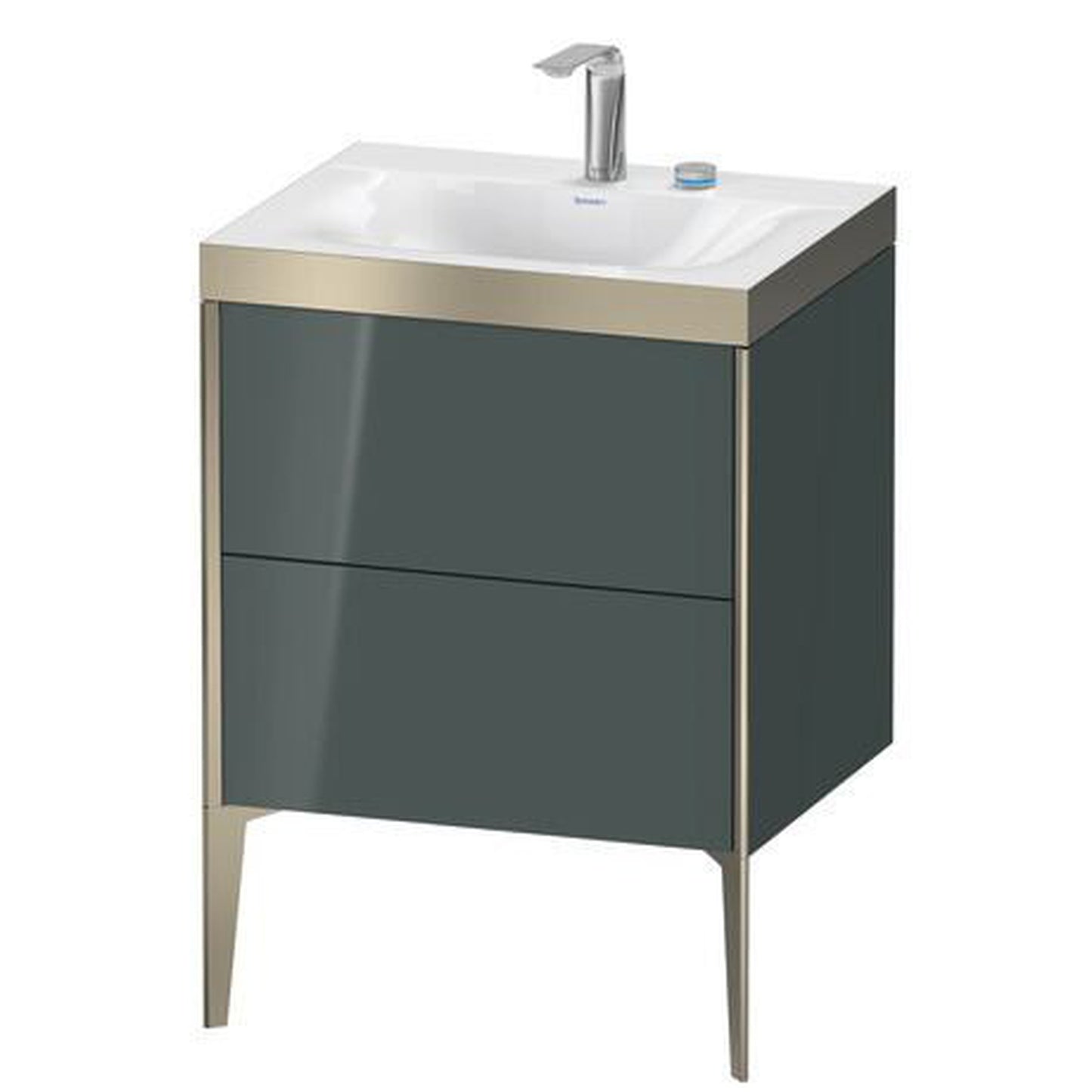 Duravit XViu 24" x 24" x 19" Two Drawer C-Bonded Floorstanding Vanity Kit With Two Tap Holes, Dolomite Gray (XV4709EB138P)