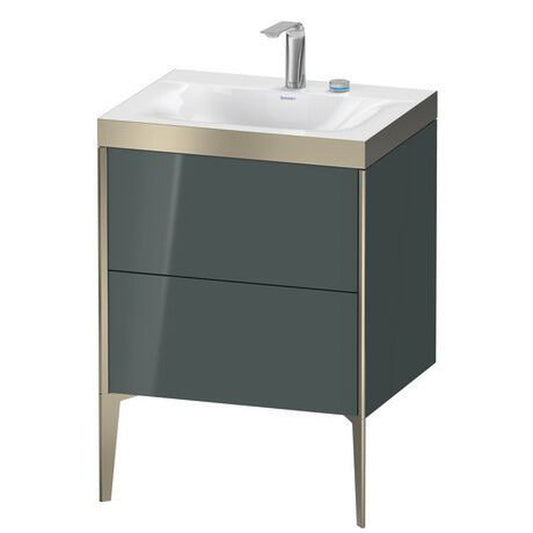 Duravit XViu 24" x 24" x 19" Two Drawer C-Bonded Floorstanding Vanity Kit With Two Tap Holes, Dolomite Gray (XV4709EB138P)