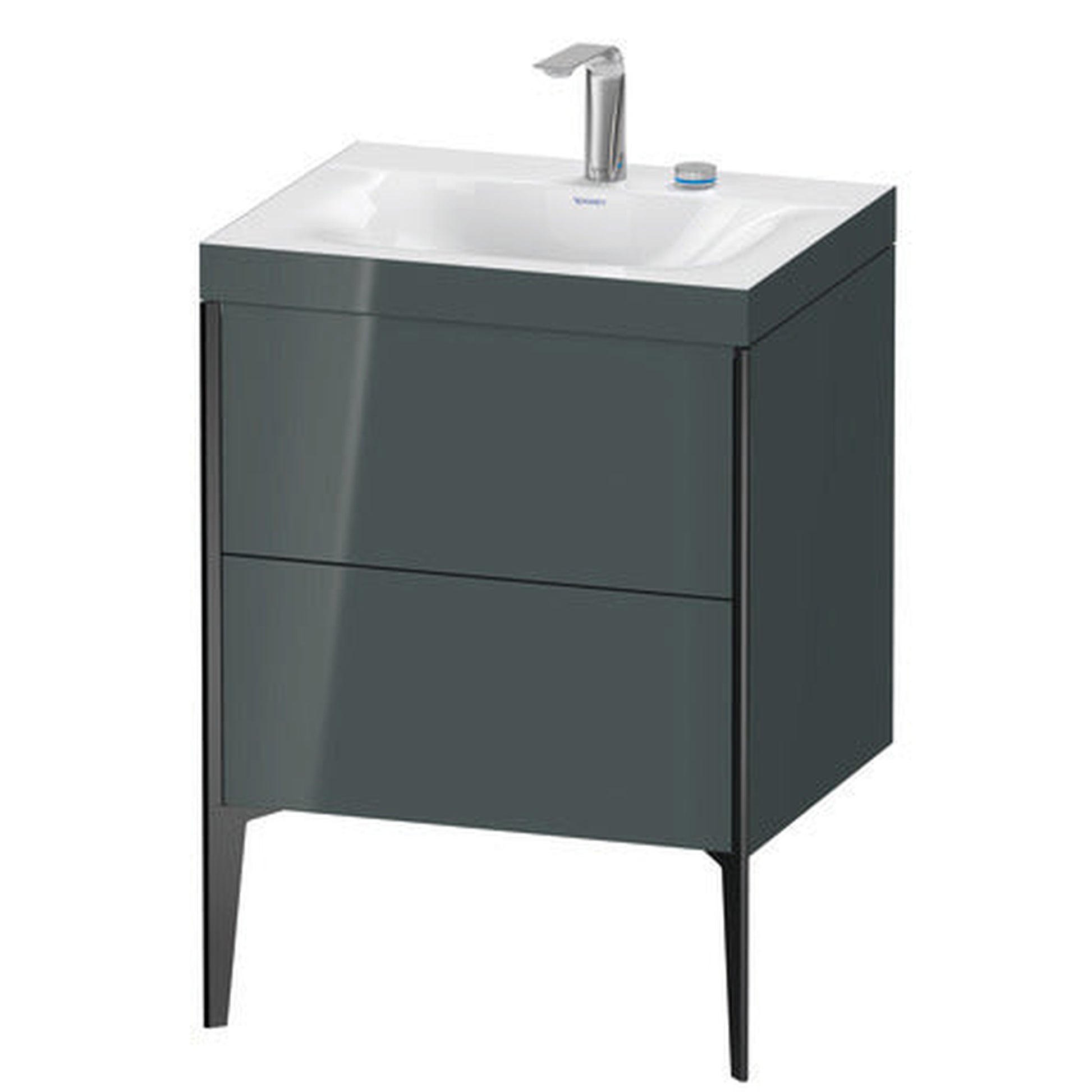 Duravit XViu 24" x 24" x 19" Two Drawer C-Bonded Floorstanding Vanity Kit With Two Tap Holes, Dolomite Gray (XV4709EB238C)