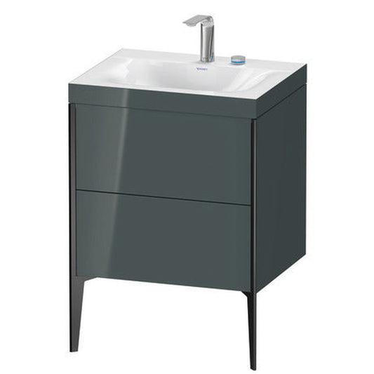 Duravit XViu 24" x 24" x 19" Two Drawer C-Bonded Floorstanding Vanity Kit With Two Tap Holes, Dolomite Gray (XV4709EB238C)