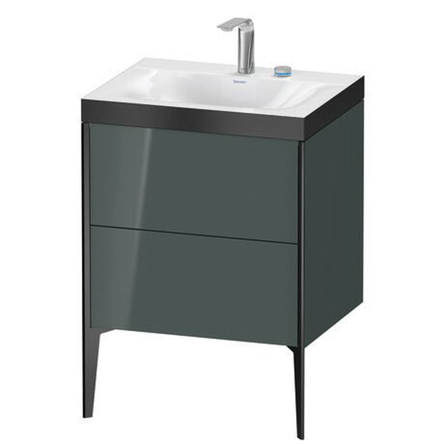 Duravit XViu 24" x 24" x 19" Two Drawer C-Bonded Floorstanding Vanity Kit With Two Tap Holes, Dolomite Gray (XV4709EB238P)