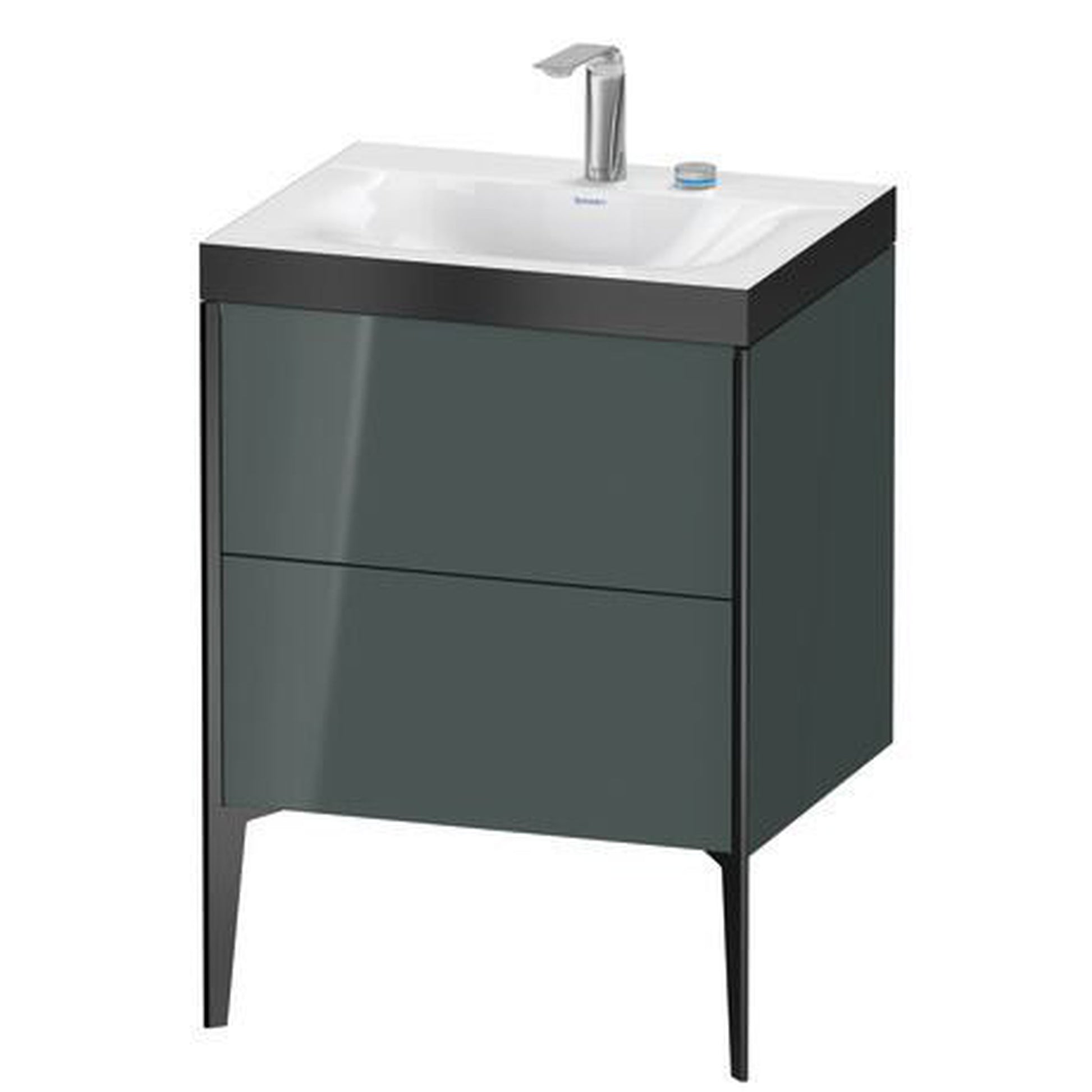 Duravit XViu 24" x 24" x 19" Two Drawer C-Bonded Floorstanding Vanity Kit With Two Tap Holes, Dolomite Gray (XV4709EB238P)