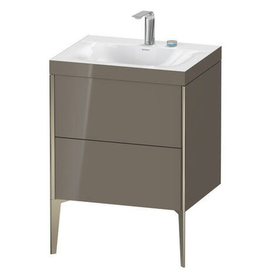 Duravit XViu 24" x 24" x 19" Two Drawer C-Bonded Floorstanding Vanity Kit With Two Tap Holes, Flannel Gray (XV4709EB189C)