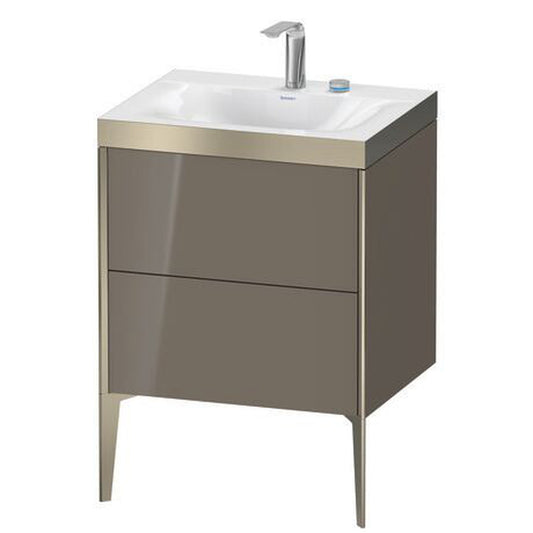 Duravit XViu 24" x 24" x 19" Two Drawer C-Bonded Floorstanding Vanity Kit With Two Tap Holes, Flannel Gray (XV4709EB189P)