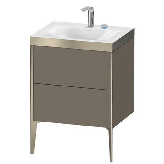 Duravit XViu 24" x 24" x 19" Two Drawer C-Bonded Floorstanding Vanity Kit With Two Tap Holes, Flannel Gray (XV4709EB190P)