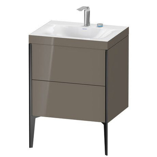 Duravit XViu 24" x 24" x 19" Two Drawer C-Bonded Floorstanding Vanity Kit With Two Tap Holes, Flannel Gray (XV4709EB289C)