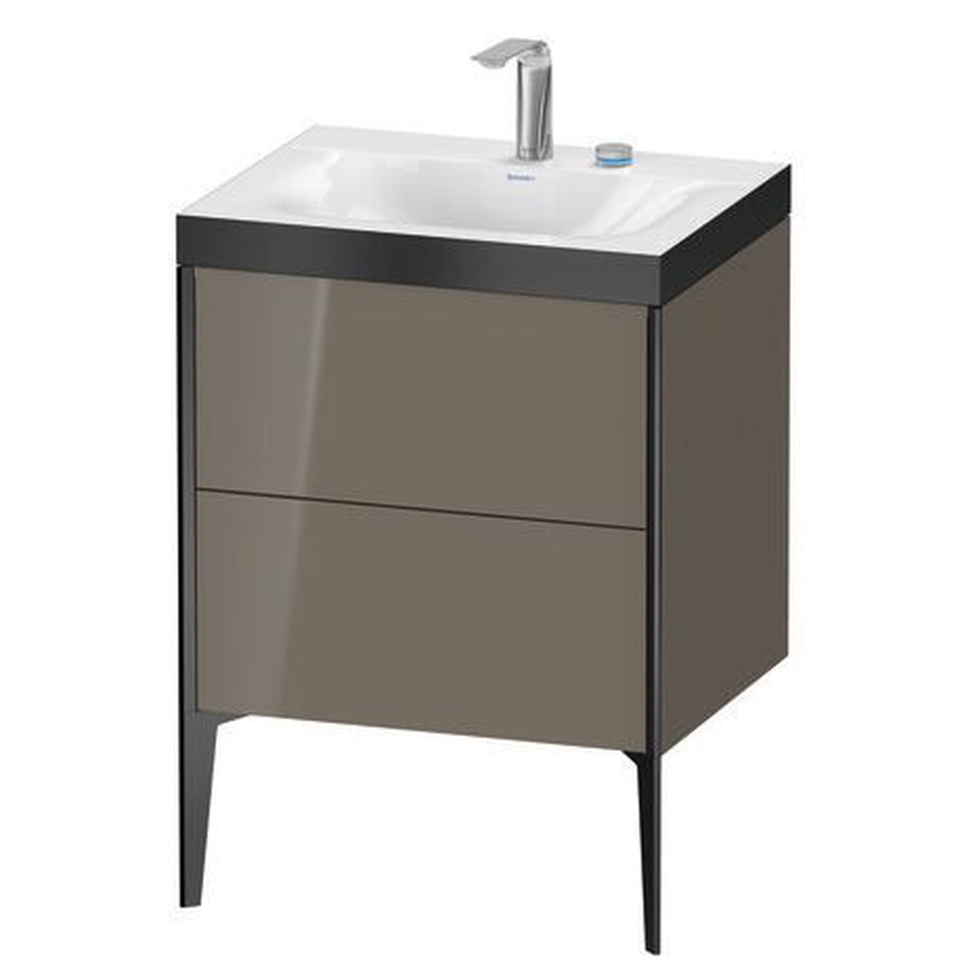Duravit XViu 24" x 24" x 19" Two Drawer C-Bonded Floorstanding Vanity Kit With Two Tap Holes, Flannel Gray (XV4709EB289P)