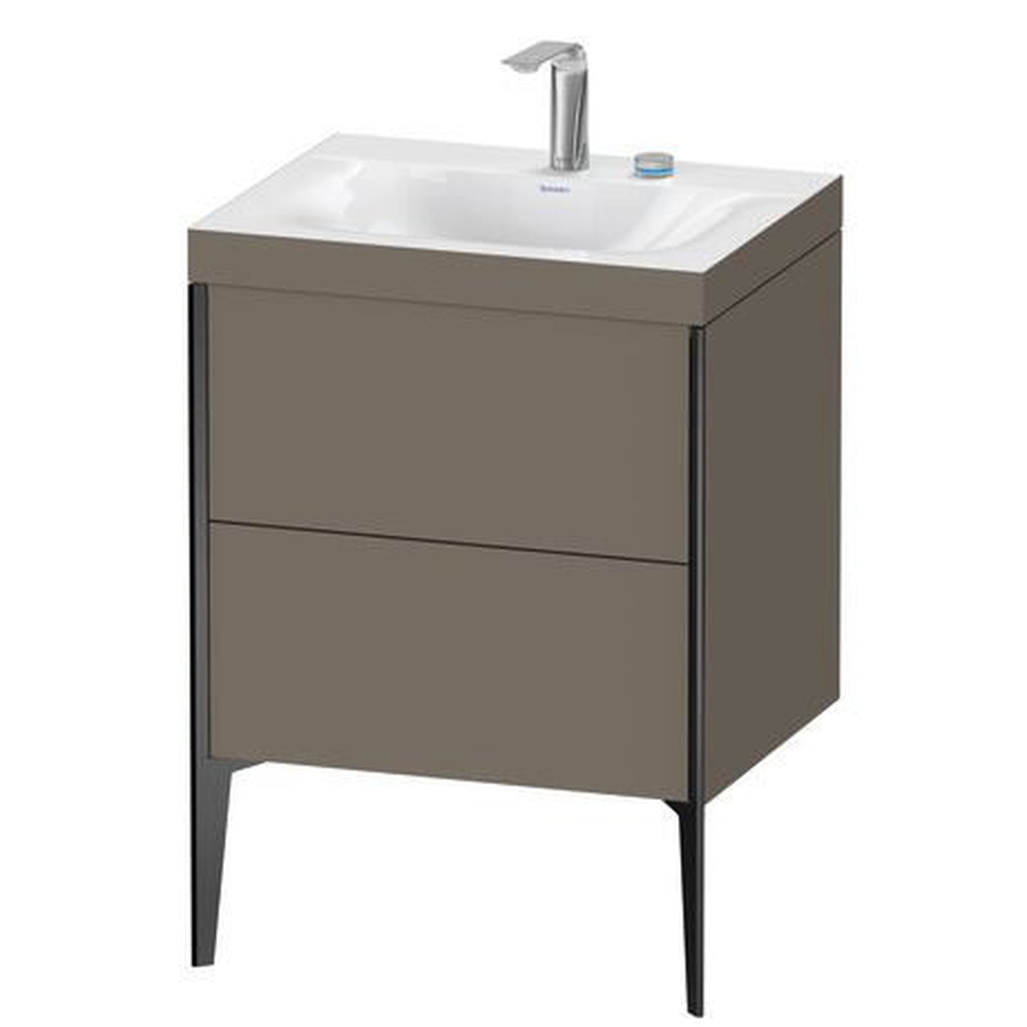 Duravit XViu 24" x 24" x 19" Two Drawer C-Bonded Floorstanding Vanity Kit With Two Tap Holes, Flannel Gray (XV4709EB290C)