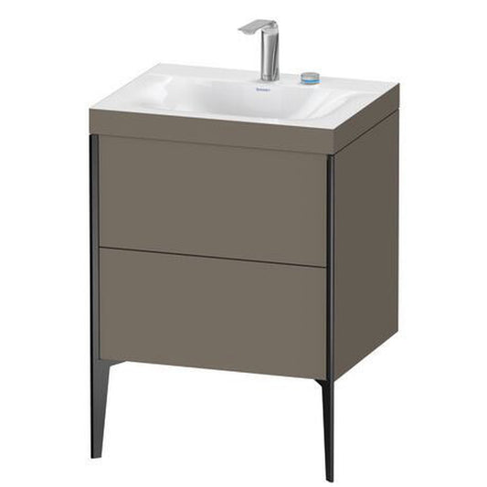 Duravit XViu 24" x 24" x 19" Two Drawer C-Bonded Floorstanding Vanity Kit With Two Tap Holes, Flannel Gray (XV4709EB290C)