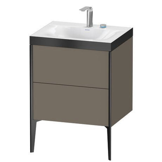 Duravit XViu 24" x 24" x 19" Two Drawer C-Bonded Floorstanding Vanity Kit With Two Tap Holes, Flannel Gray (XV4709EB290P)