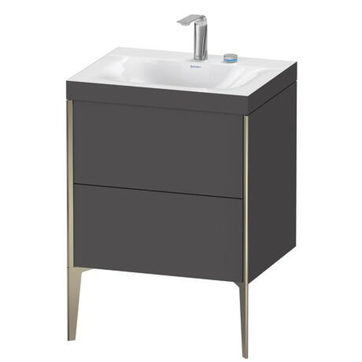 Duravit XViu 24" x 24" x 19" Two Drawer C-Bonded Floorstanding Vanity Kit With Two Tap Holes, Graphite (XV4709EB149C)