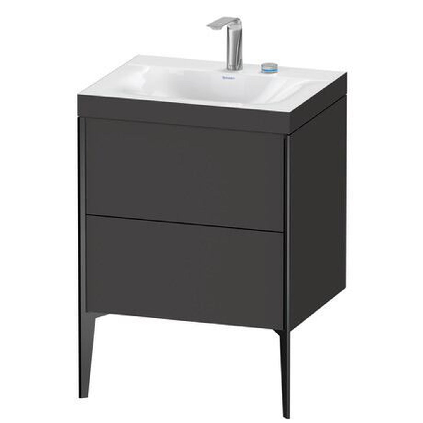 Duravit XViu 24" x 24" x 19" Two Drawer C-Bonded Floorstanding Vanity Kit With Two Tap Holes, Graphite (XV4709EB280C)