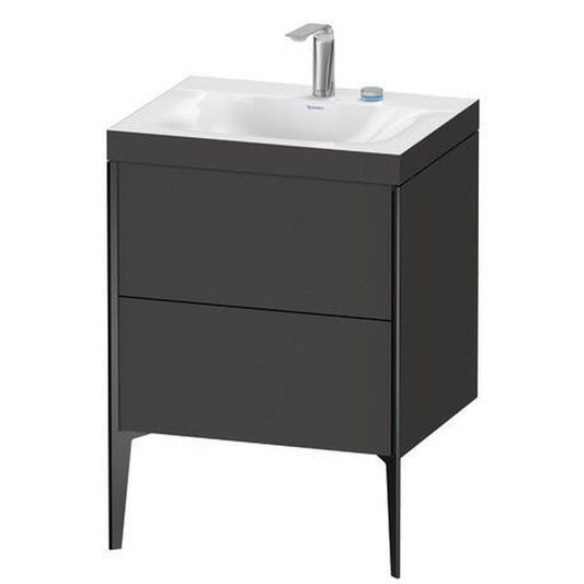 Duravit XViu 24" x 24" x 19" Two Drawer C-Bonded Floorstanding Vanity Kit With Two Tap Holes, Graphite (XV4709EB280C)