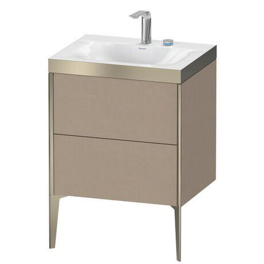 Duravit XViu 24" x 24" x 19" Two Drawer C-Bonded Floorstanding Vanity Kit With Two Tap Holes, Linen (XV4709EB175P)