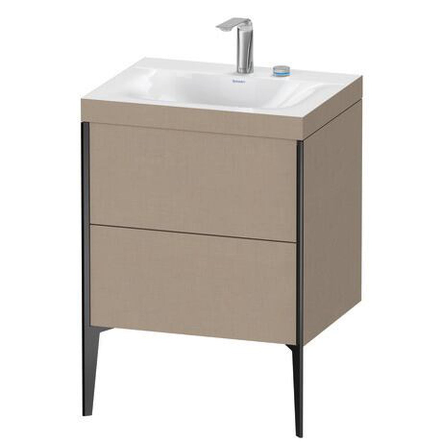 Duravit XViu 24" x 24" x 19" Two Drawer C-Bonded Floorstanding Vanity Kit With Two Tap Holes, Linen (XV4709EB275C)