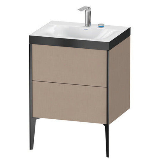 Duravit XViu 24" x 24" x 19" Two Drawer C-Bonded Floorstanding Vanity Kit With Two Tap Holes, Linen (XV4709EB275P)