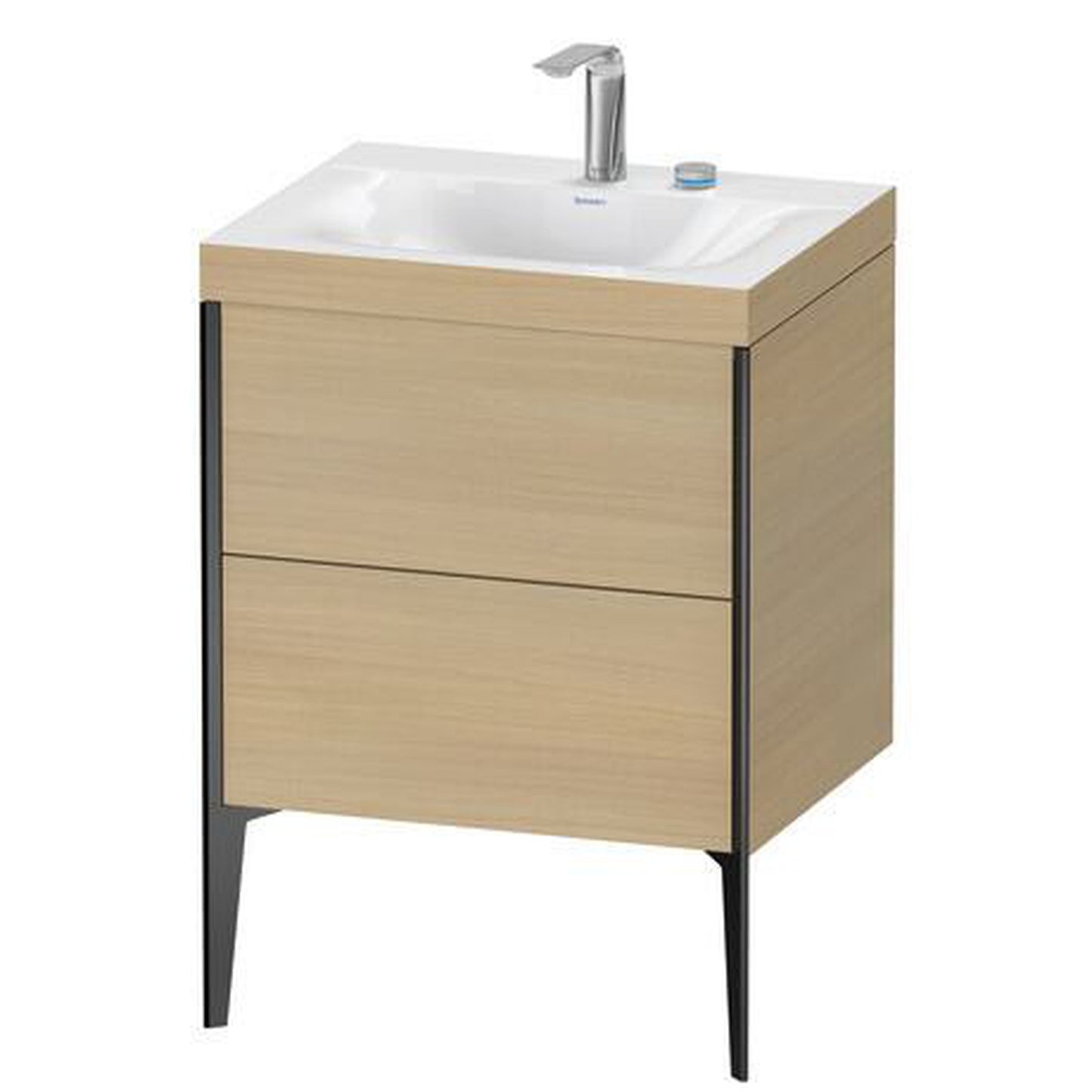 Duravit XViu 24" x 24" x 19" Two Drawer C-Bonded Floorstanding Vanity Kit With Two Tap Holes, Mediterranean Oak (XV4709EB271C)