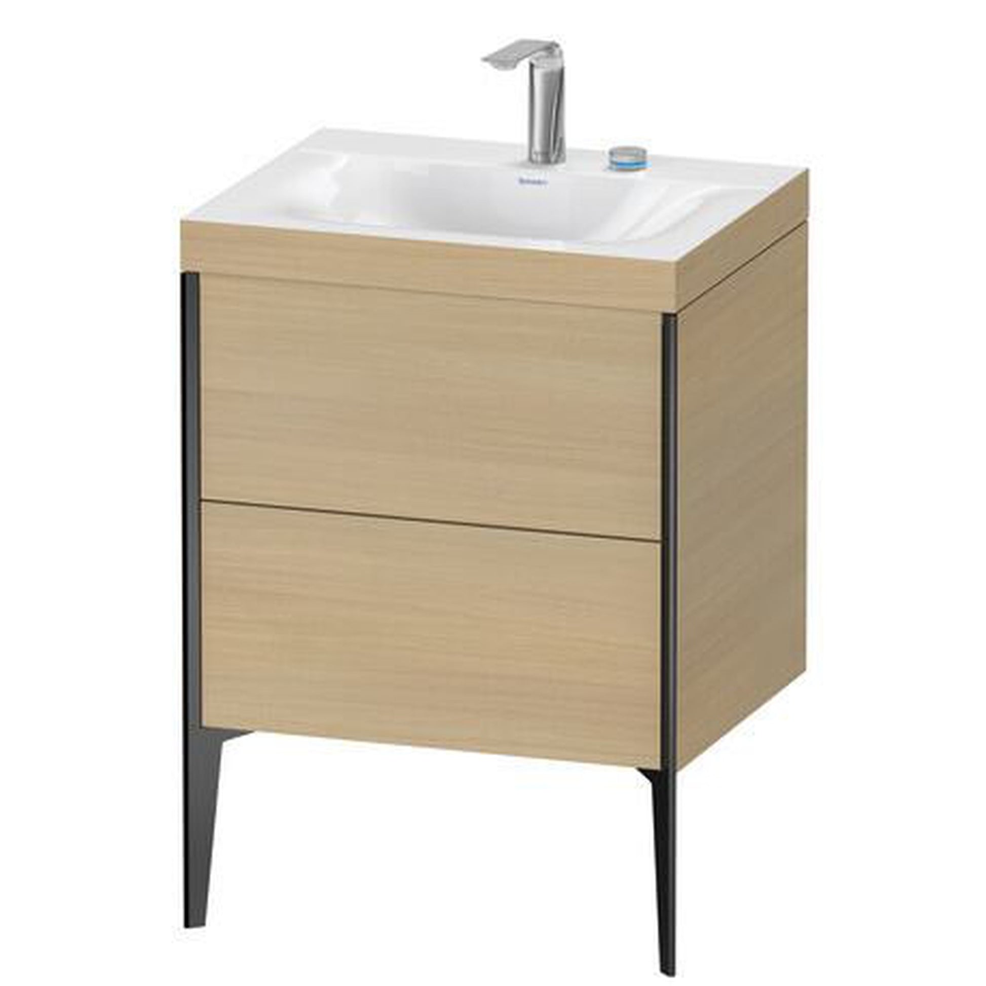 Duravit XViu 24" x 24" x 19" Two Drawer C-Bonded Floorstanding Vanity Kit With Two Tap Holes, Mediterranean Oak (XV4709EB271C)