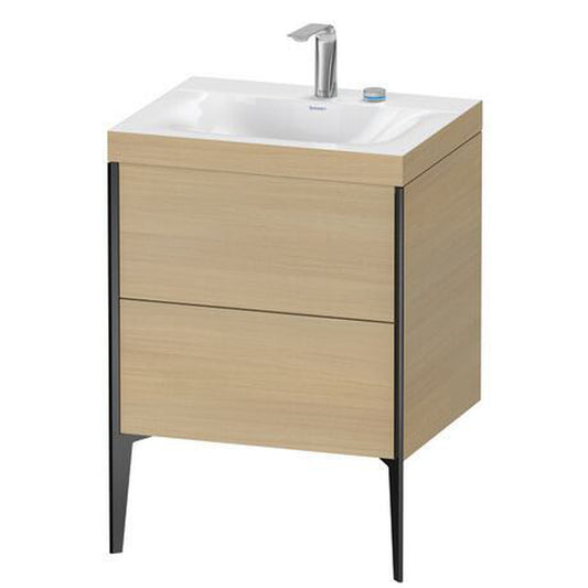 Duravit XViu 24" x 24" x 19" Two Drawer C-Bonded Floorstanding Vanity Kit With Two Tap Holes, Mediterranean Oak (XV4709EB271C)