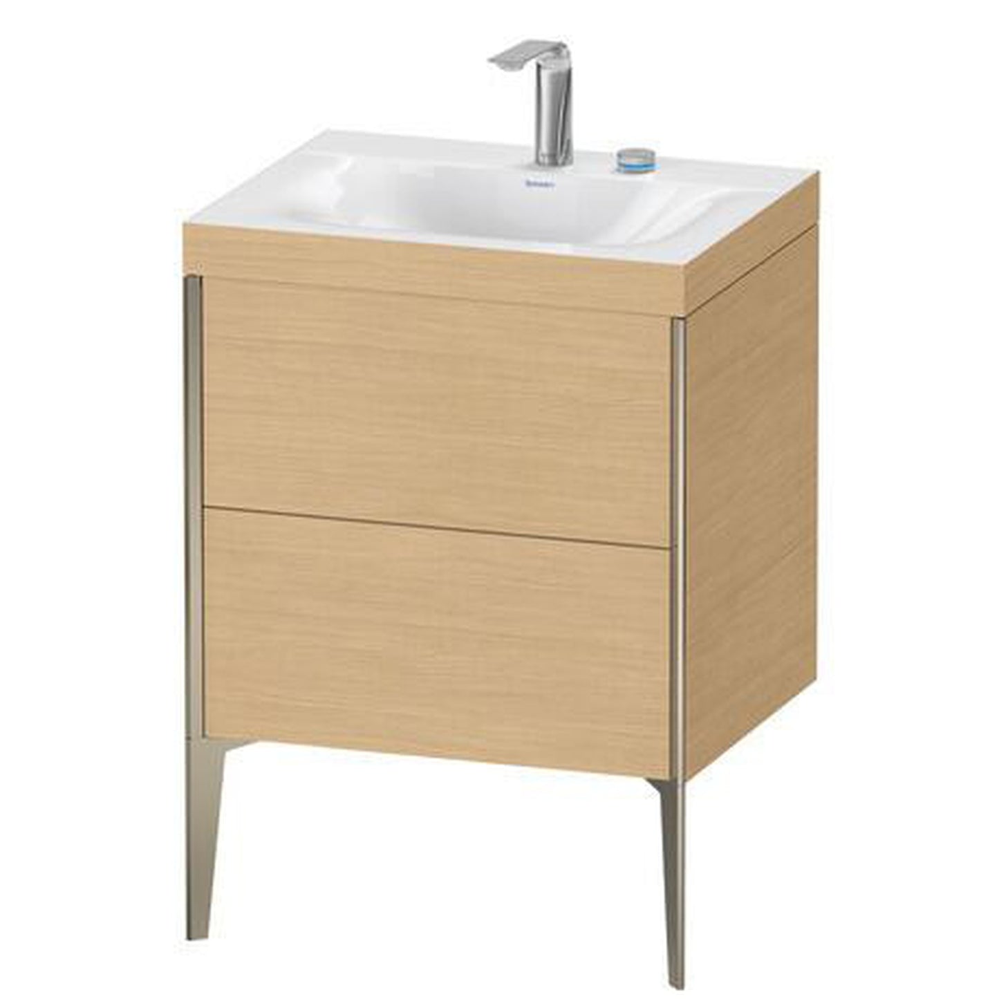Duravit XViu 24" x 24" x 19" Two Drawer C-Bonded Floorstanding Vanity Kit With Two Tap Holes, Natural Oak (XV4709EB130C)