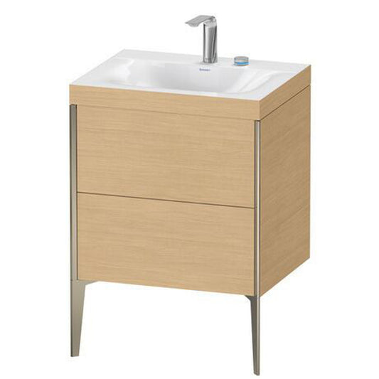 Duravit XViu 24" x 24" x 19" Two Drawer C-Bonded Floorstanding Vanity Kit With Two Tap Holes, Natural Oak (XV4709EB130C)