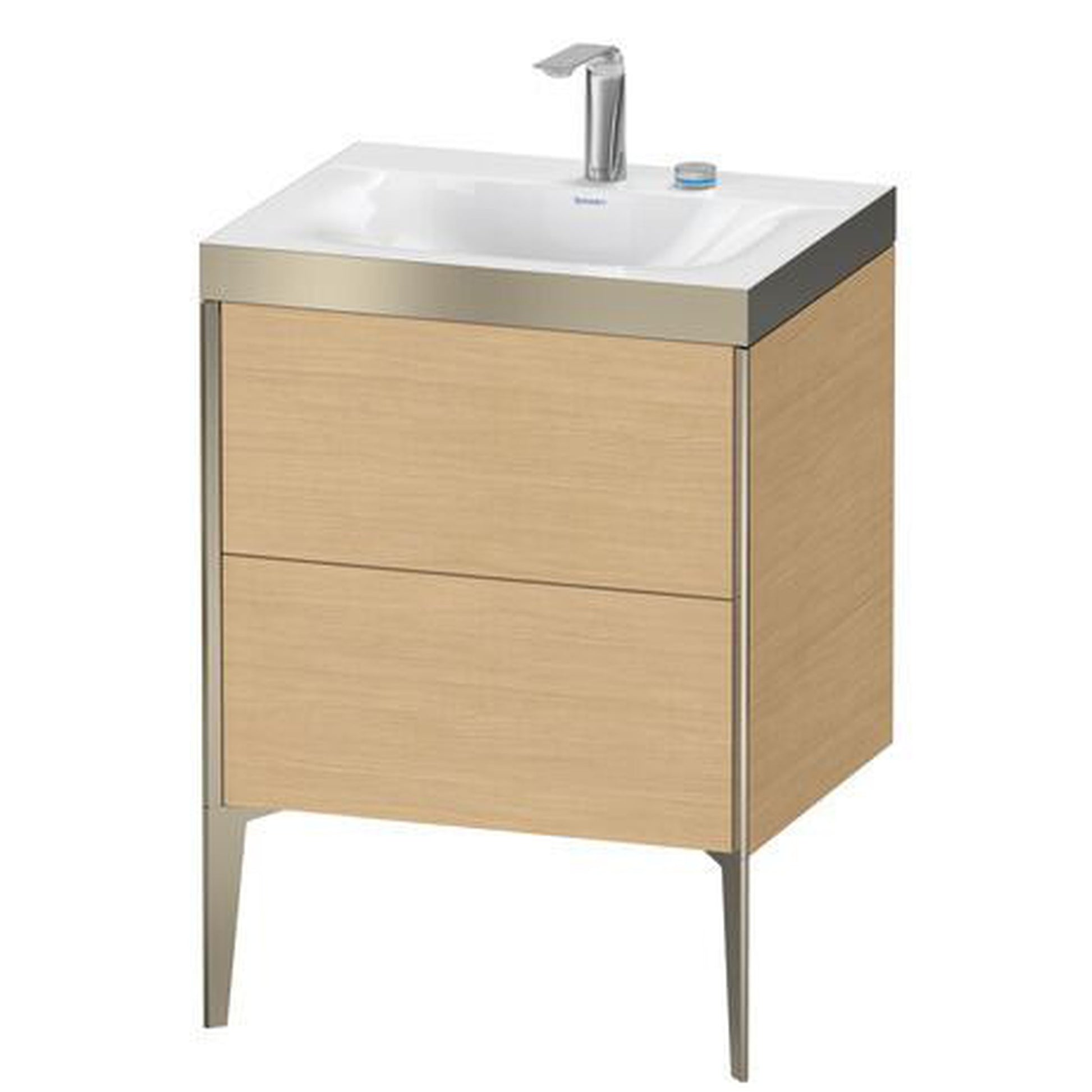 Duravit XViu 24" x 24" x 19" Two Drawer C-Bonded Floorstanding Vanity Kit With Two Tap Holes, Natural Oak (XV4709EB130P)