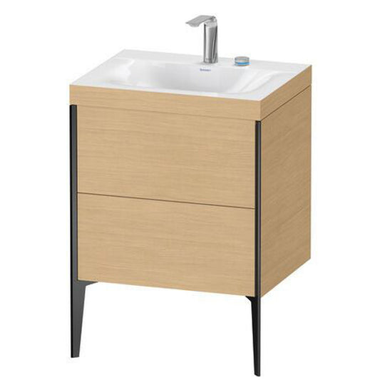 Duravit XViu 24" x 24" x 19" Two Drawer C-Bonded Floorstanding Vanity Kit With Two Tap Holes, Natural Oak (XV4709EB230C)