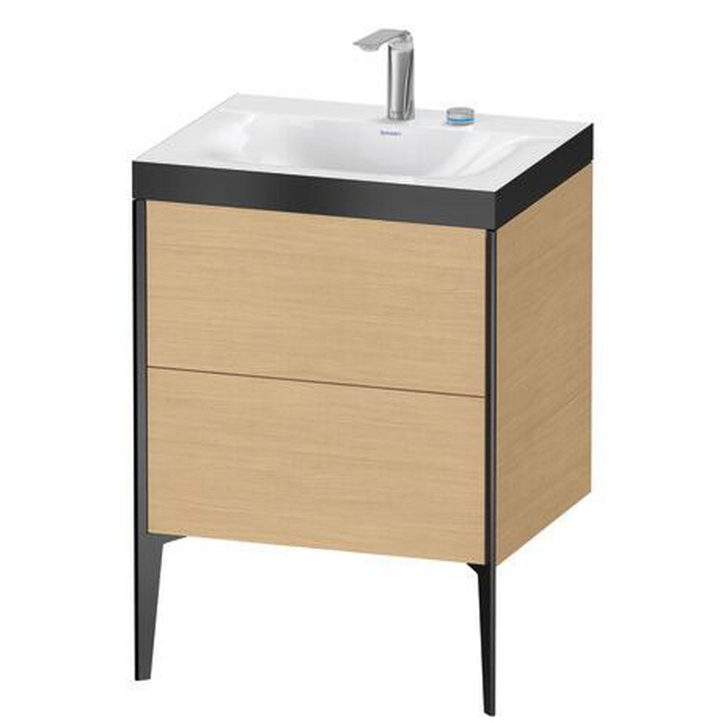 Duravit XViu 24" x 24" x 19" Two Drawer C-Bonded Floorstanding Vanity Kit With Two Tap Holes, Natural Oak (XV4709EB230P)