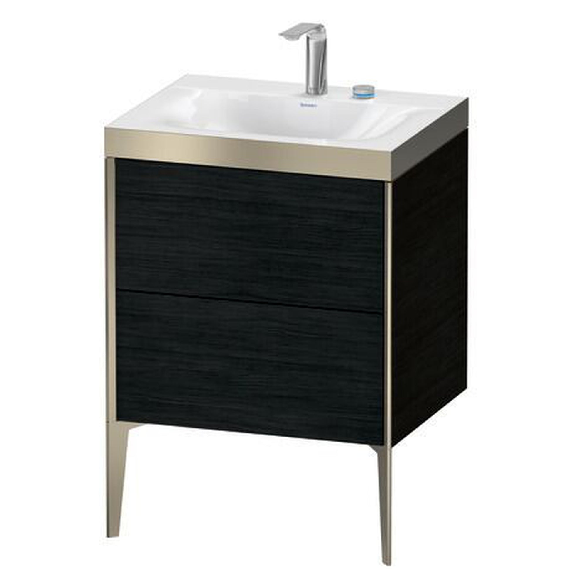 Duravit XViu 24" x 24" x 19" Two Drawer C-Bonded Floorstanding Vanity Kit With Two Tap Holes, Oak Black (XV4709EB116P)