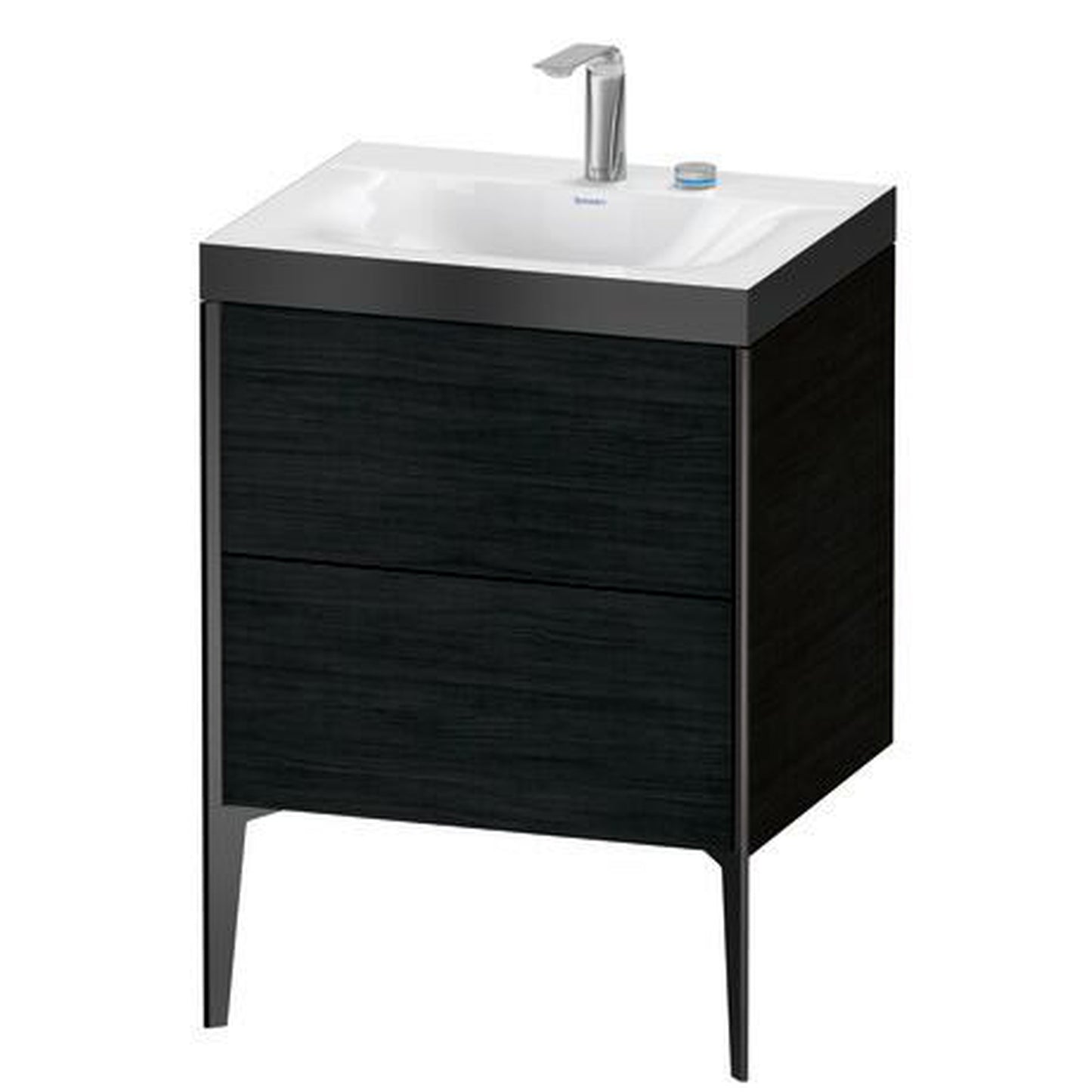 Duravit XViu 24" x 24" x 19" Two Drawer C-Bonded Floorstanding Vanity Kit With Two Tap Holes, Oak Black (XV4709EB216P)