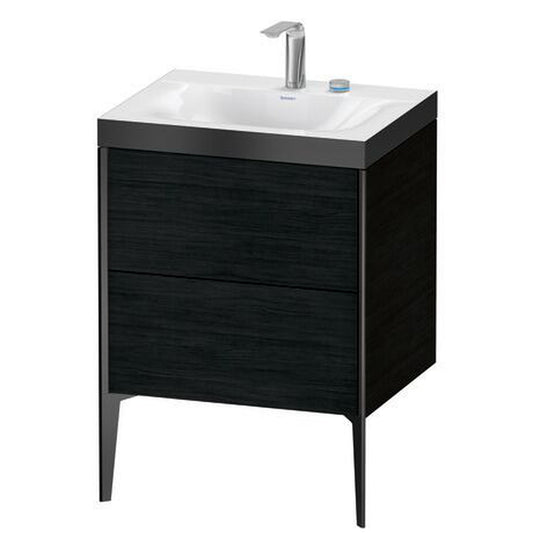 Duravit XViu 24" x 24" x 19" Two Drawer C-Bonded Floorstanding Vanity Kit With Two Tap Holes, Oak Black (XV4709EB216P)