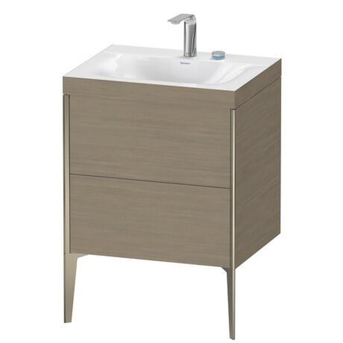 Duravit XViu 24" x 24" x 19" Two Drawer C-Bonded Floorstanding Vanity Kit With Two Tap Holes, Oak Terra (XV4709EB135C)