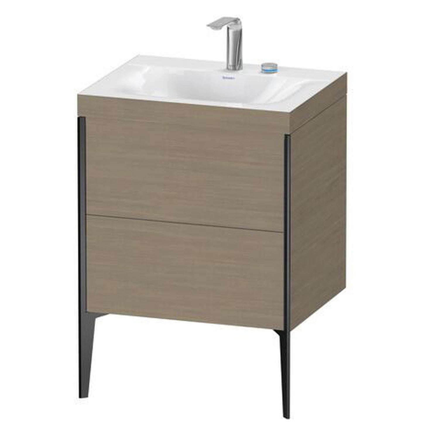 Duravit XViu 24" x 24" x 19" Two Drawer C-Bonded Floorstanding Vanity Kit With Two Tap Holes, Oak Terra (XV4709EB235C)