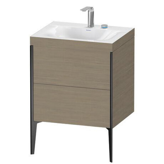 Duravit XViu 24" x 24" x 19" Two Drawer C-Bonded Floorstanding Vanity Kit With Two Tap Holes, Oak Terra (XV4709EB235C)