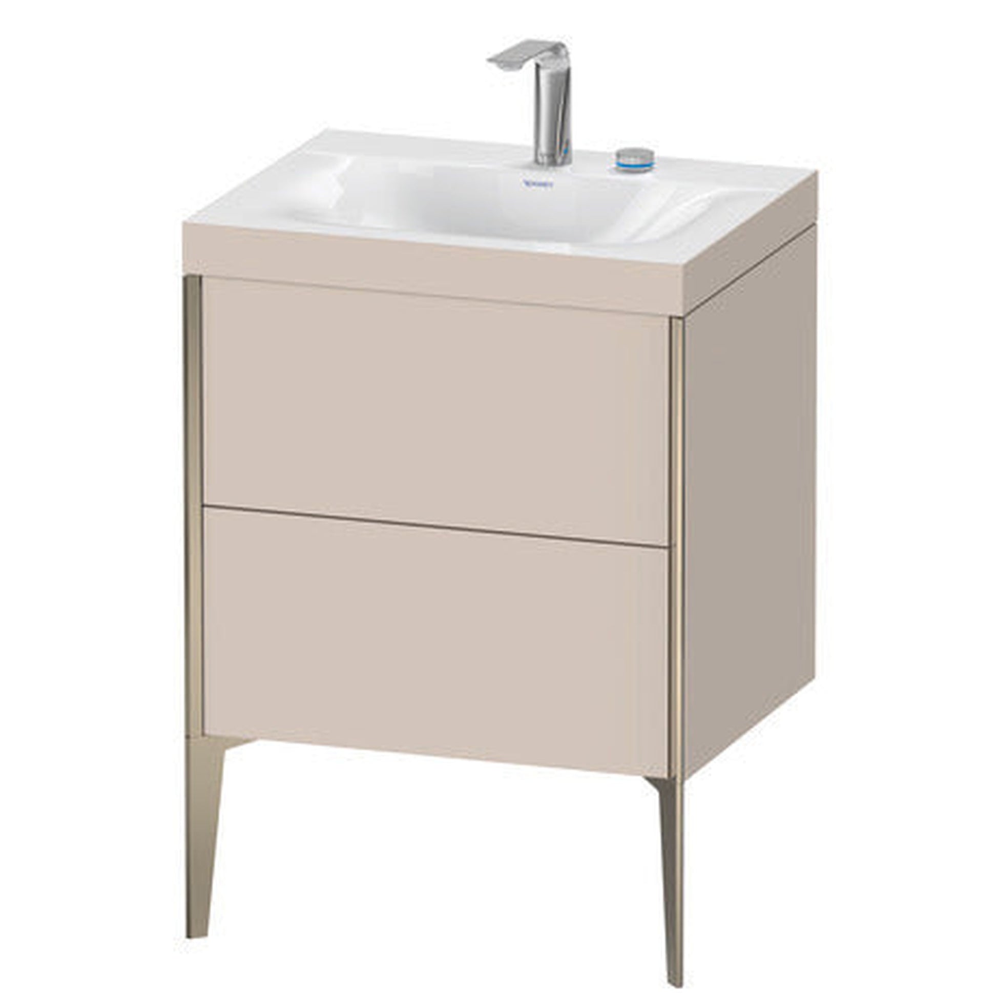 Duravit XViu 24" x 24" x 19" Two Drawer C-Bonded Floorstanding Vanity Kit With Two Tap Holes, Taupe (XV4709EB191C)