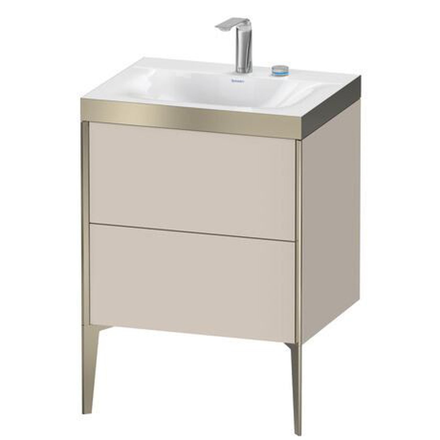 Duravit XViu 24" x 24" x 19" Two Drawer C-Bonded Floorstanding Vanity Kit With Two Tap Holes, Taupe (XV4709EB191P)