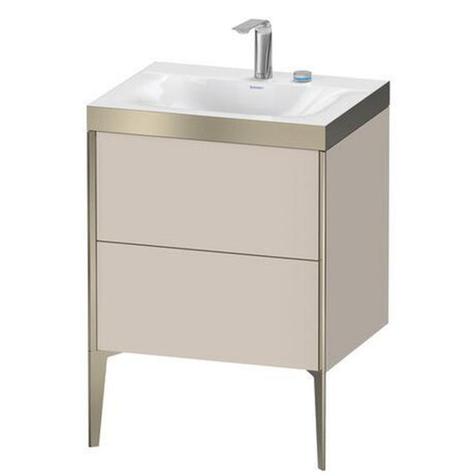 Duravit XViu 24" x 24" x 19" Two Drawer C-Bonded Floorstanding Vanity Kit With Two Tap Holes, Taupe (XV4709EB191P)