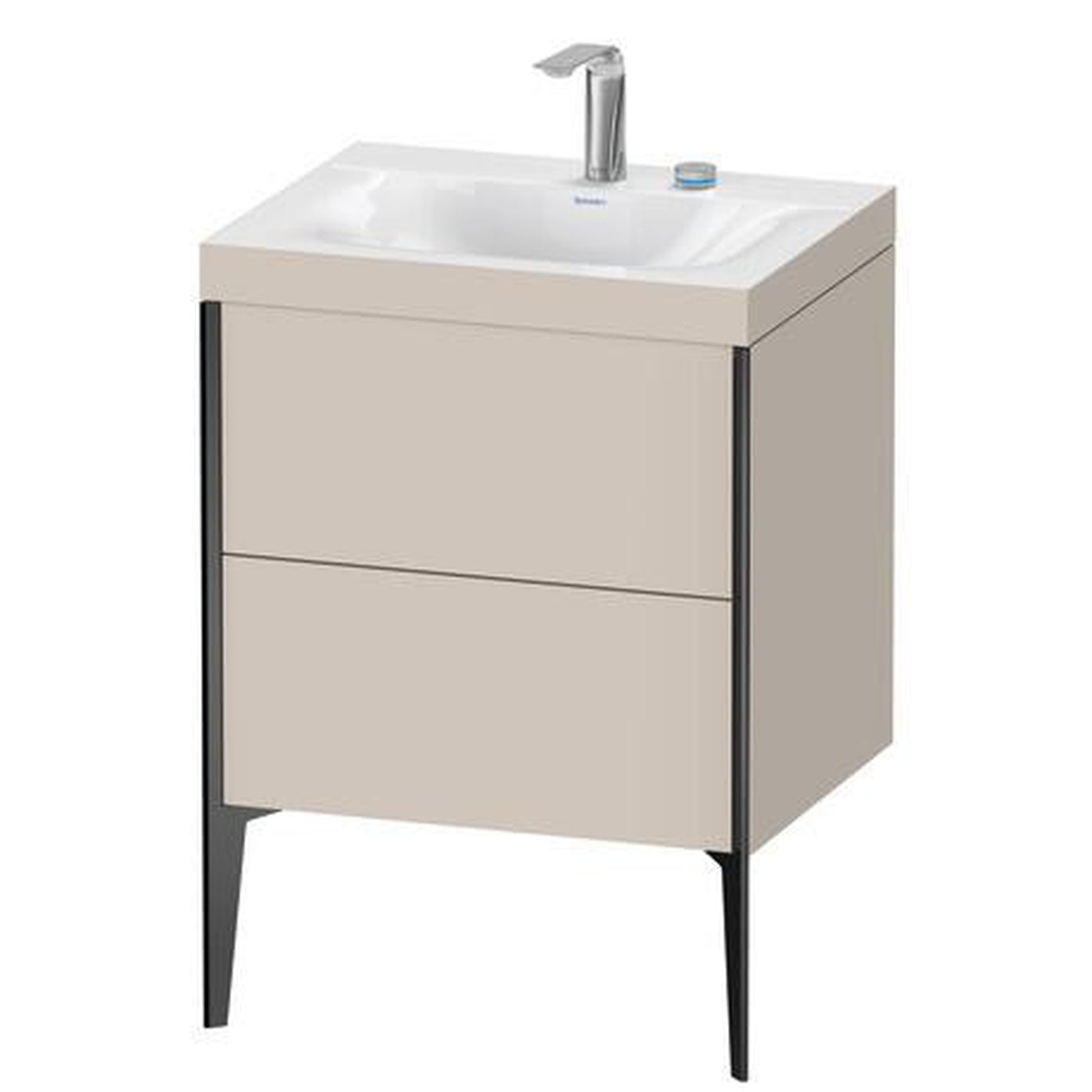 Duravit XViu 24" x 24" x 19" Two Drawer C-Bonded Floorstanding Vanity Kit With Two Tap Holes, Taupe (XV4709EB291C)