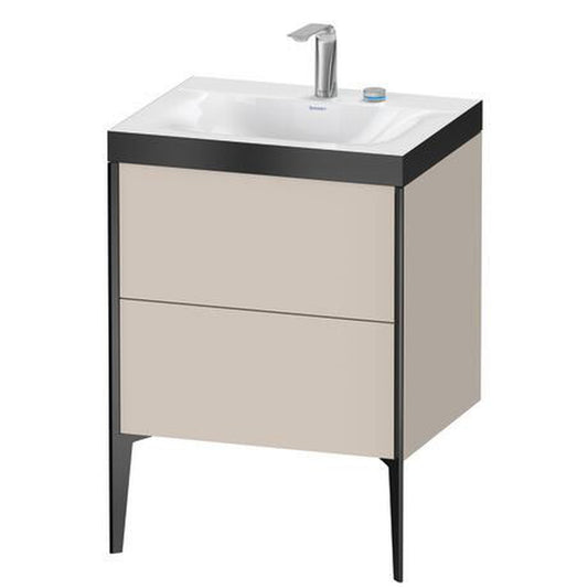 Duravit XViu 24" x 24" x 19" Two Drawer C-Bonded Floorstanding Vanity Kit With Two Tap Holes, Taupe (XV4709EB291P)