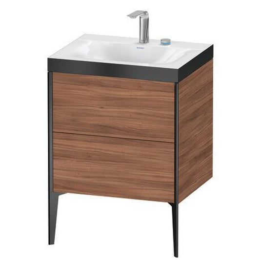 Duravit XViu 24" x 24" x 19" Two Drawer C-Bonded Floorstanding Vanity Kit With Two Tap Holes, Walnut (XV4709EB279P)