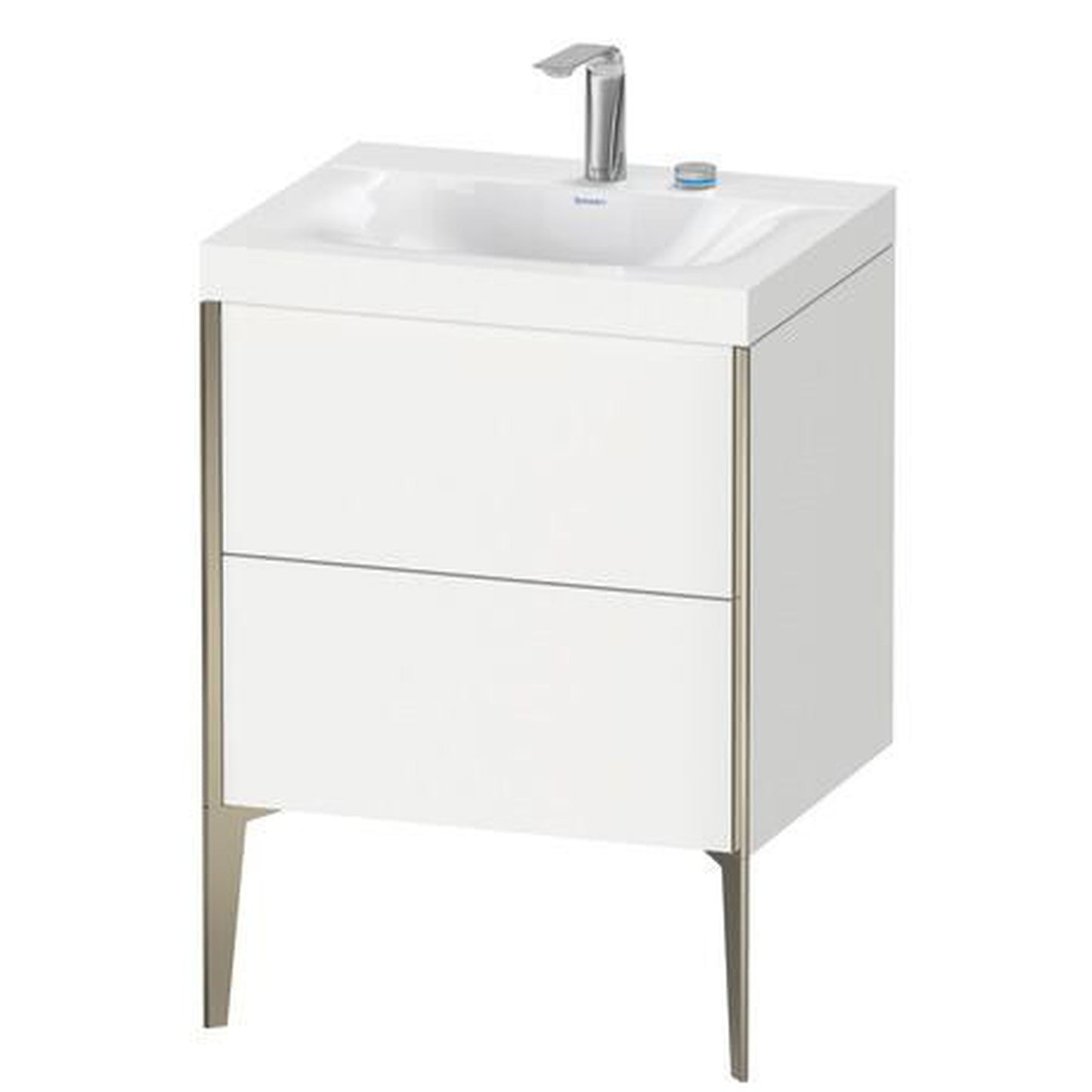Duravit XViu 24" x 24" x 19" Two Drawer C-Bonded Floorstanding Vanity Kit With Two Tap Holes, White (XV4709EB118C)