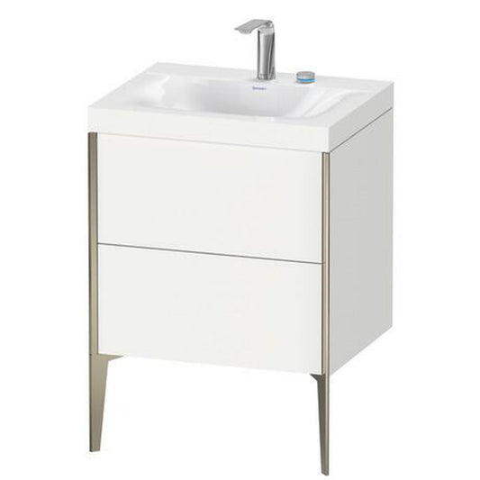 Duravit XViu 24" x 24" x 19" Two Drawer C-Bonded Floorstanding Vanity Kit With Two Tap Holes, White (XV4709EB118C)